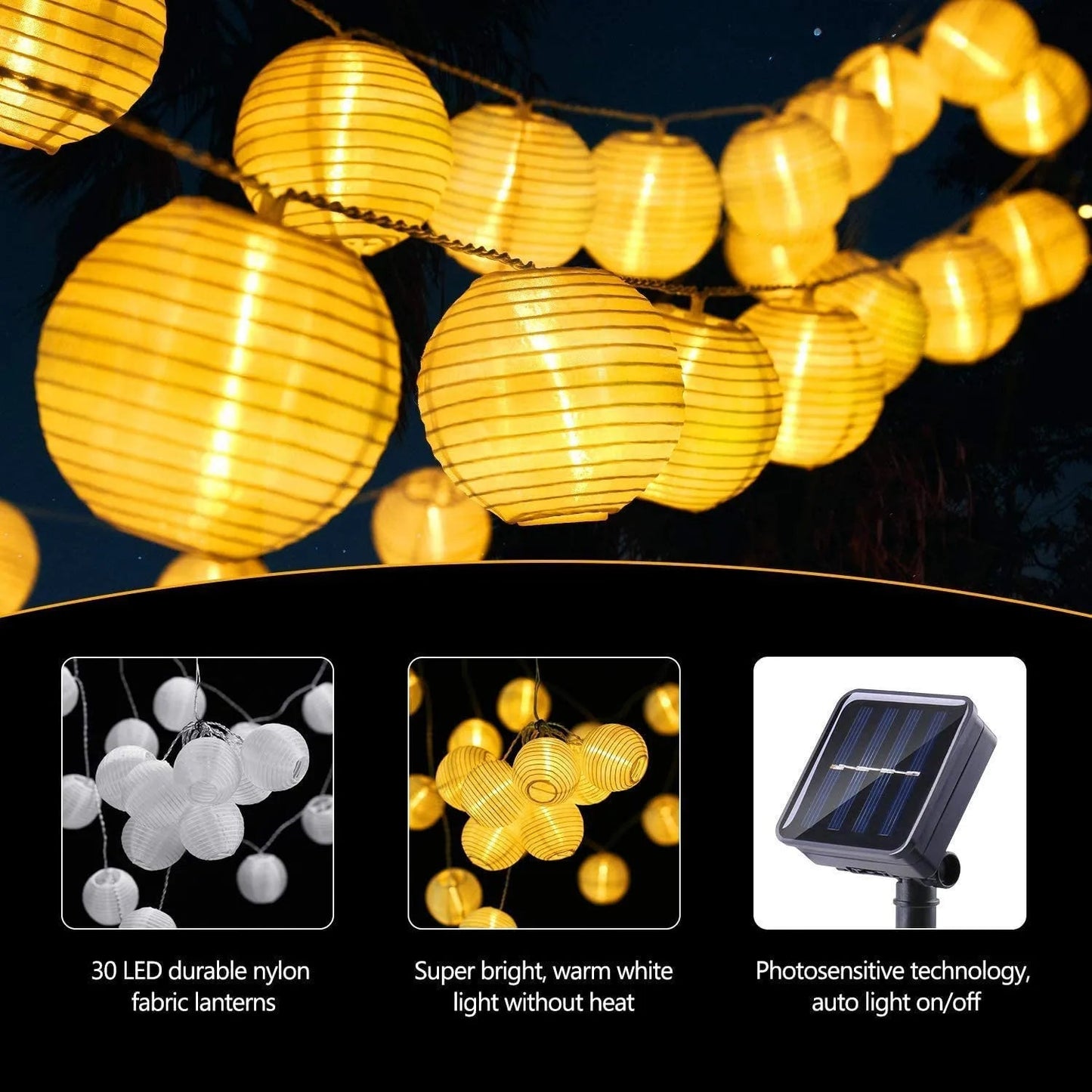 LED Solar Lantern String Lights Outdoor Garland Fairy Lights Solar Powered Garden Decorative Light for Christmas Wedding Party - by PAWFECTWORLDS | PAWFECTWORLDS | Lights & Lighting, Outdoor Lighting, Solar Lamps