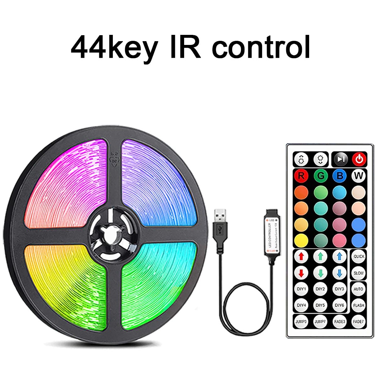 Led Strip Lights with 44 Key Remote Control 1m 5m 10m 20m RGB Tape Led Wall Room for Home Bedroom Party Decor TV Backlight - by PAWFECTWORLDS | PAWFECTWORLDS | , ,