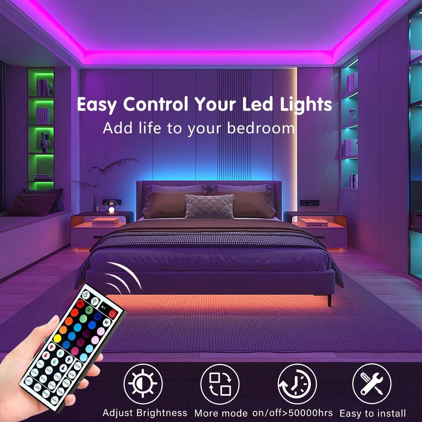 Led Strip Lights with 44 Key Remote Control 1m 5m 10m 20m RGB Tape Led Wall Room for Home Bedroom Party Decor TV Backlight - by PAWFECTWORLDS | PAWFECTWORLDS | , ,