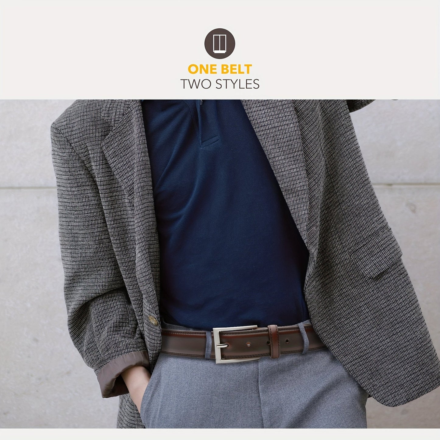 Men's Leather Belt, Fashion & Classic Casual Belt with Single Prong Buckle for Jeans, Pants, Work And Business, Gift for Dad & Husband - by PAWFECTWORLDS | PAWFECTWORLDS | , ,