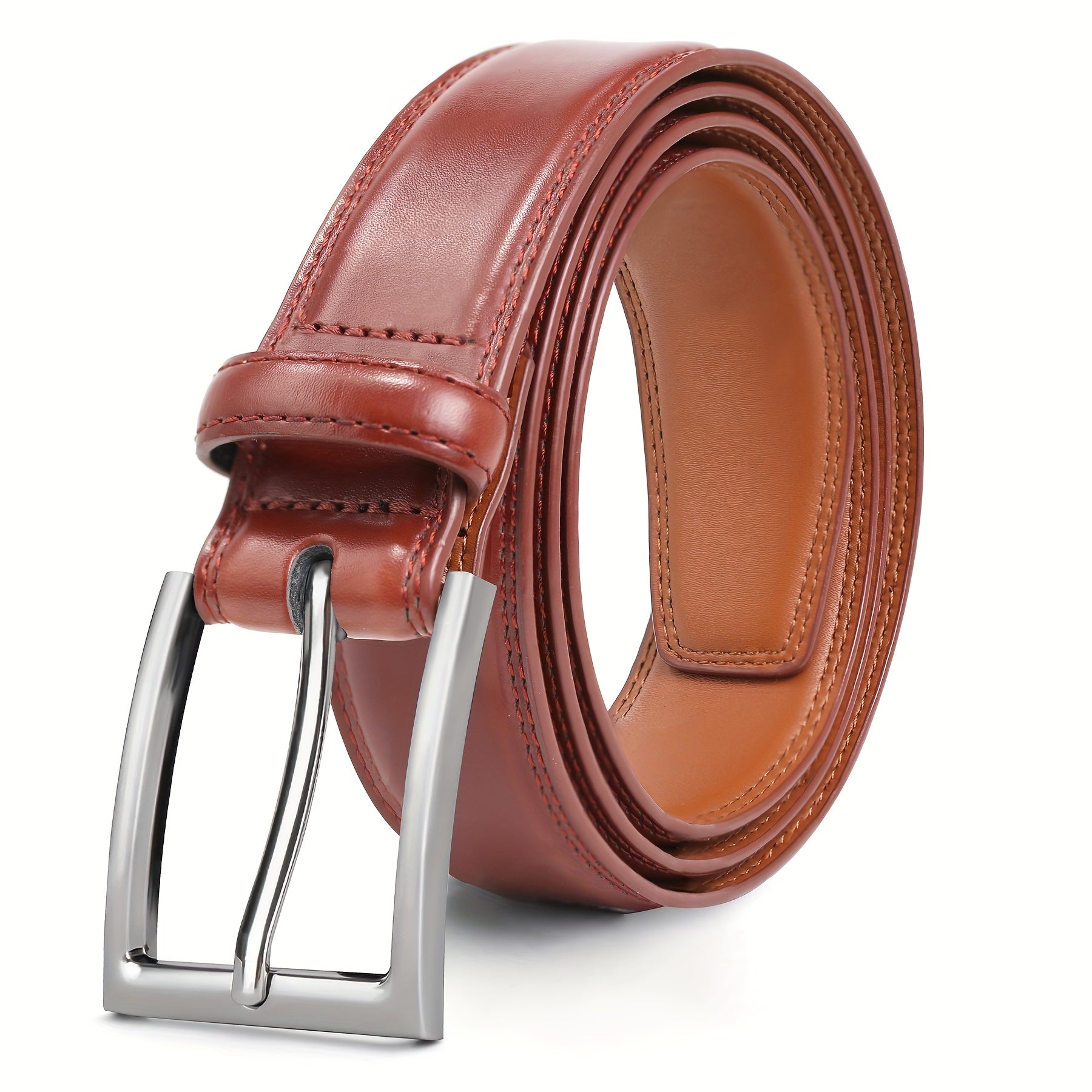 Men's Leather Belt, Fashion & Classic Casual Belt with Single Prong Buckle for Jeans, Pants, Work And Business, Gift for Dad & Husband - PAWFECTWORLDS