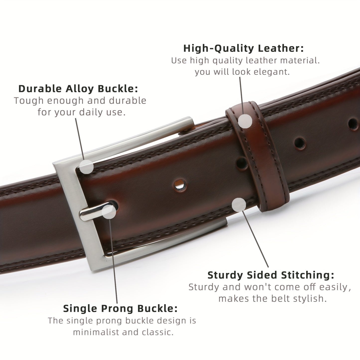 Men's Leather Belt, Fashion & Classic Casual Belt with Single Prong Buckle for Jeans, Pants, Work And Business, Gift for Dad & Husband - by PAWFECTWORLDS | PAWFECTWORLDS | , ,