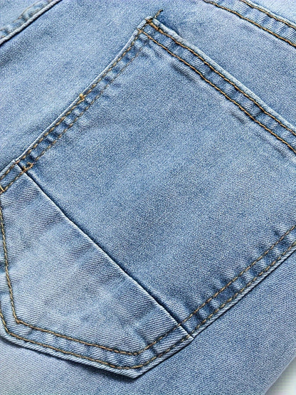 Mid Stretch Slim Fit Ripped Cotton Jeans, Men's Casual Street Style Distressed Denim Pants For Spring Summer - by PAWFECTWORLDS | PAWFECTWORLDS | , ,