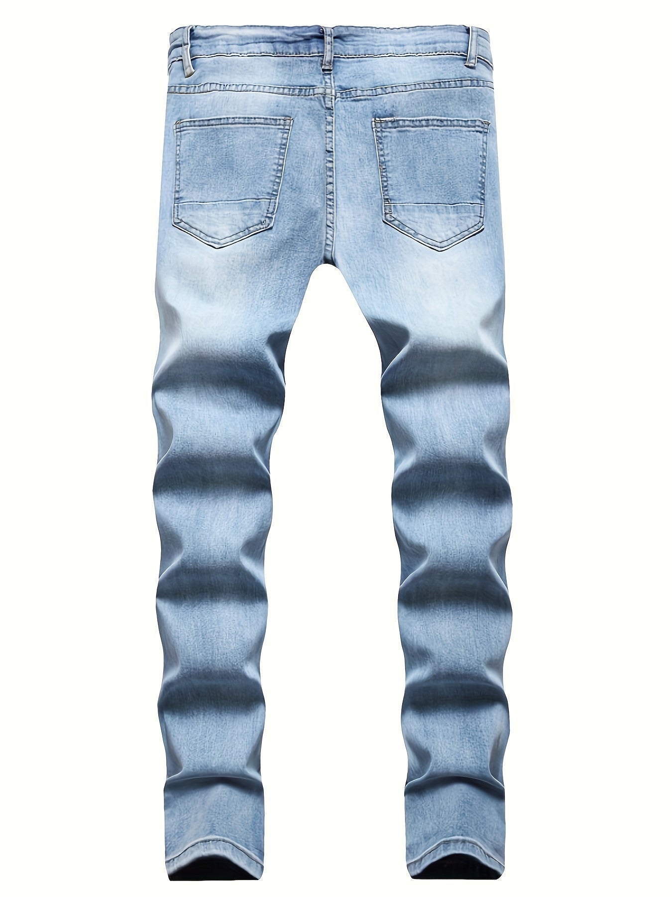 Mid Stretch Slim Fit Ripped Cotton Jeans, Men's Casual Street Style Distressed Denim Pants For Spring Summer - by PAWFECTWORLDS | PAWFECTWORLDS | , ,