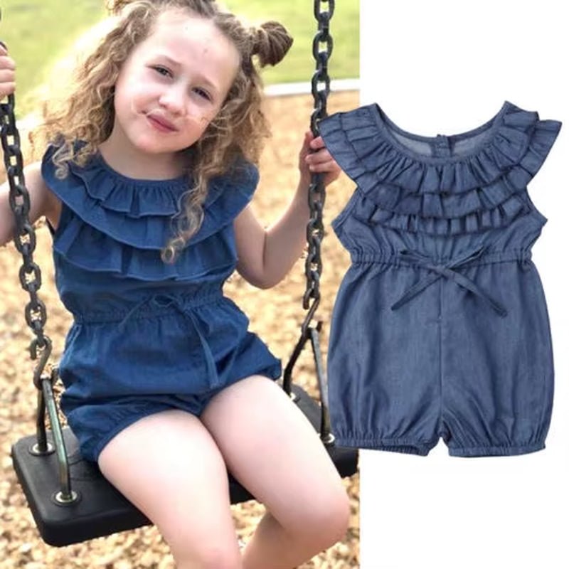 New Baby Girl Denim Romper Girls Princess Ruffle Romper Kids Jumpsuit Toddler Clothing Kid Causal Outfits Summer Clothes - by Faithtur | PAWFECTWORLDS | Baby Clothing, Bodysuits & One - Pieces, Mother & Kids