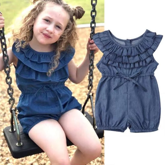 New Baby Girl Denim Romper Girls Princess Ruffle Romper Kids Jumpsuit Toddler Clothing Kid Causal Outfits Summer Clothes - by Faithtur | PAWFECTWORLDS | Baby Clothing, Bodysuits & One - Pieces, Mother & Kids