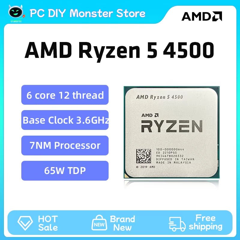 New Ryzen 5 4500 R5 4500 6 - Core 3.6 Ghz 12 - Thread 7NM 65W CPU Gamer CPU Processor Socket AM4 Ryzen 프로세서 - by PAWFECTWORLDS | PAWFECTWORLDS | Computer & Office, Computer Components, CPUs