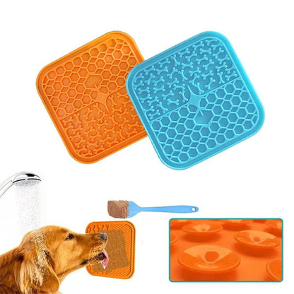 Pet Supplies Silicone Pet Licking Mat Cat Anti - choking With Slow Food Bowl Puppy Bath Distracted Licking Plate Cutlery - PAWFECTWORLDS