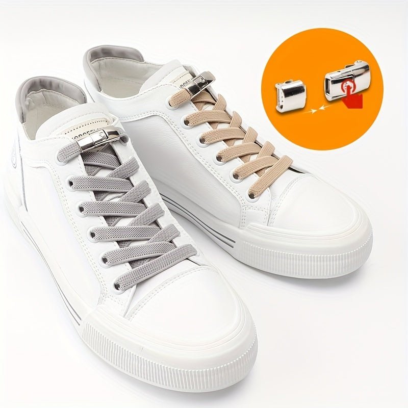 [Polyester Sneaker Accessories] White Polyester 1Pair Women's Sneaker Accessories, No Laces with Buckles - by PAWFECTWORLDS | PAWFECTWORLDS | , ,