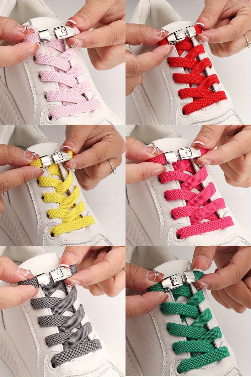 [Polyester Sneaker Accessories] White Polyester 1Pair Women's Sneaker Accessories, No Laces with Buckles - by PAWFECTWORLDS | PAWFECTWORLDS | , ,