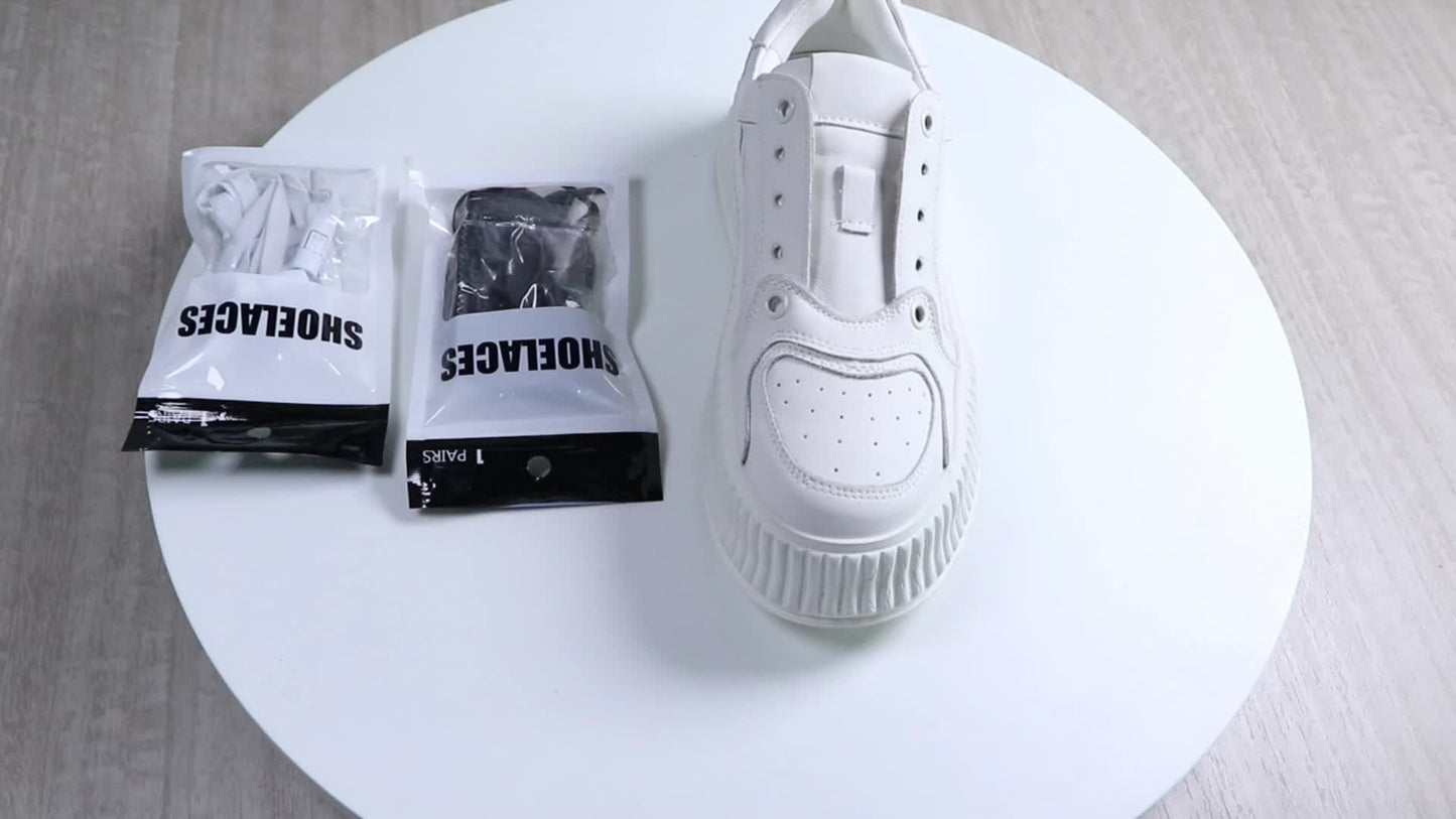 [Polyester Sneaker Accessories] White Polyester 1Pair Women's Sneaker Accessories, No Laces with Buckles - by PAWFECTWORLDS | PAWFECTWORLDS | , ,