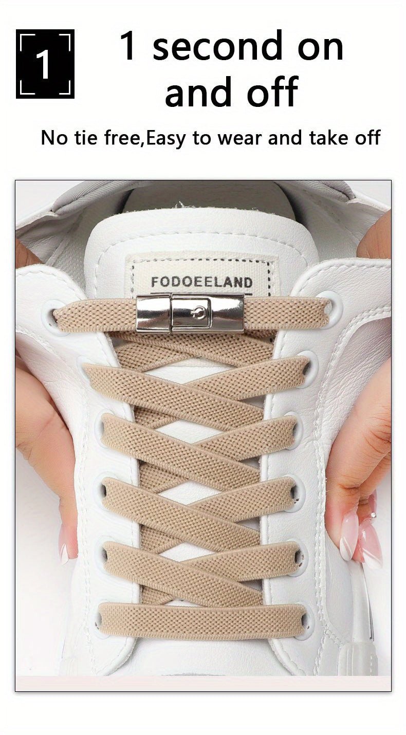 [Polyester Sneaker Accessories] White Polyester 1Pair Women's Sneaker Accessories, No Laces with Buckles - by PAWFECTWORLDS | PAWFECTWORLDS | , ,