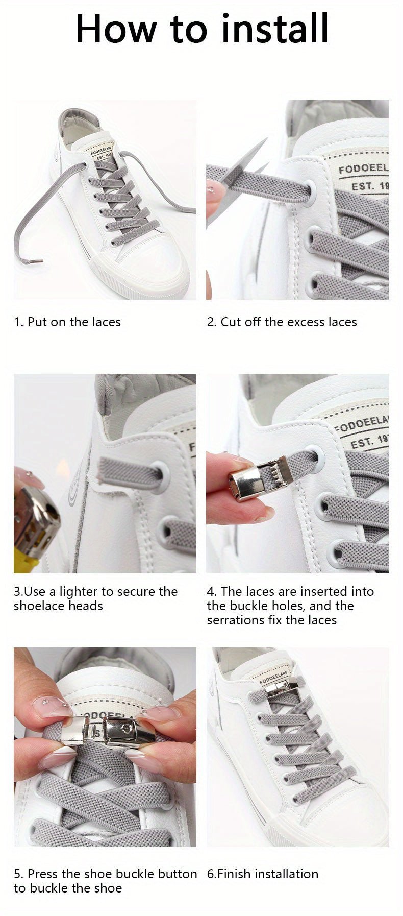 [Polyester Sneaker Accessories] White Polyester 1Pair Women's Sneaker Accessories, No Laces with Buckles - by PAWFECTWORLDS | PAWFECTWORLDS | , ,