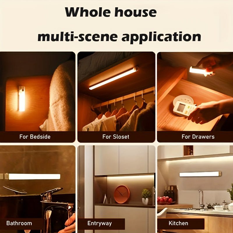 Rechargeable Motion Sensor LED Light Strip with Human Body Detection, Magnetic Adhesive & USB - Powered Smart Lighting - Cordless Floor/ Ceiling/ Wall Light for Kitchen, Wardrobe, Stairs, Hallway - Energy - Efficient LED Tube Lig - by PAWFECTWORLDS | PAWFECTWORLDS | , ,