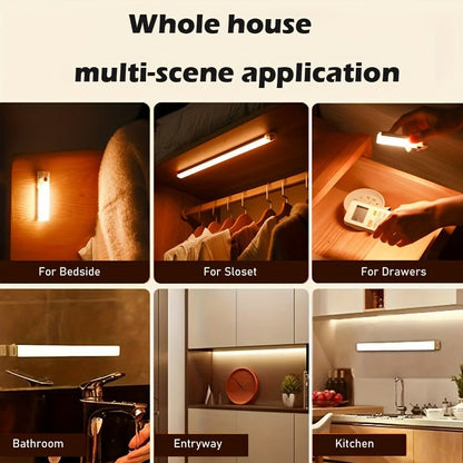 Rechargeable Motion Sensor LED Light Strip with Human Body Detection, Magnetic Adhesive & USB - Powered Smart Lighting - Cordless Floor/ Ceiling/ Wall Light for Kitchen, Wardrobe, Stairs, Hallway - Energy - Efficient LED Tube Lig - by PAWFECTWORLDS | PAWFECTWORLDS | , ,