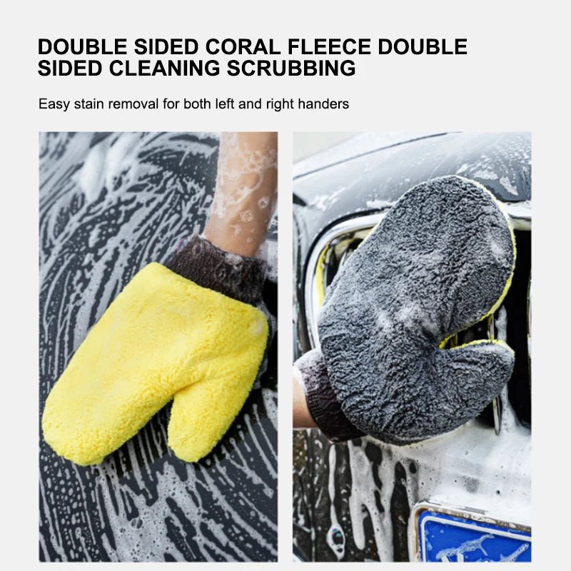 SEAMETAL Microfiber Car Washing Glove Double - Faced Thickened Coral Fleece Cleaning Brush Gloves Car Detailing Cleaner Care Tool - by PAWFECTWORLDS | PAWFECTWORLDS | , ,