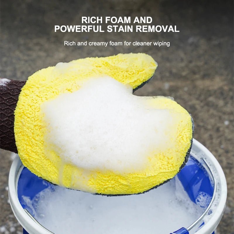 SEAMETAL Microfiber Car Washing Glove Double - Faced Thickened Coral Fleece Cleaning Brush Gloves Car Detailing Cleaner Care Tool - by PAWFECTWORLDS | PAWFECTWORLDS | , ,