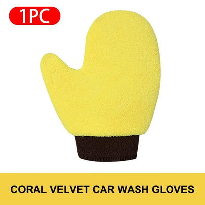 SEAMETAL Microfiber Car Washing Glove Double - Faced Thickened Coral Fleece Cleaning Brush Gloves Car Detailing Cleaner Care Tool - by PAWFECTWORLDS | PAWFECTWORLDS | , ,