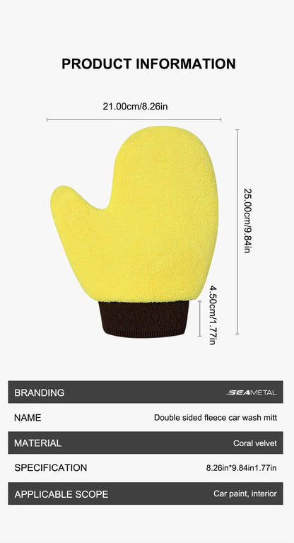 SEAMETAL Microfiber Car Washing Glove Double - Faced Thickened Coral Fleece Cleaning Brush Gloves Car Detailing Cleaner Care Tool - by PAWFECTWORLDS | PAWFECTWORLDS | , ,
