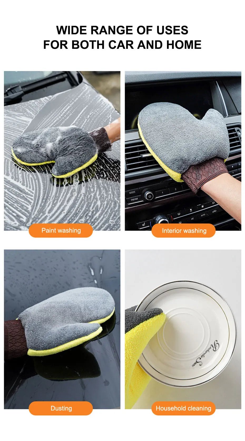SEAMETAL Microfiber Car Washing Glove Double - Faced Thickened Coral Fleece Cleaning Brush Gloves Car Detailing Cleaner Care Tool - by PAWFECTWORLDS | PAWFECTWORLDS | , ,