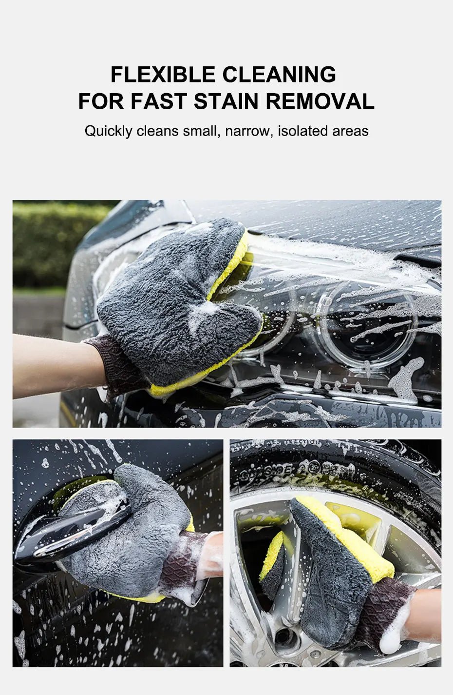 SEAMETAL Microfiber Car Washing Glove Double - Faced Thickened Coral Fleece Cleaning Brush Gloves Car Detailing Cleaner Care Tool - by PAWFECTWORLDS | PAWFECTWORLDS | , ,