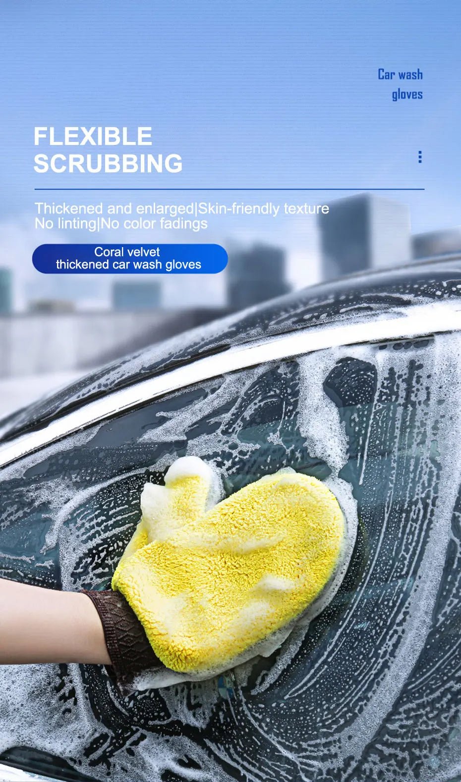 SEAMETAL Microfiber Car Washing Glove Double - Faced Thickened Coral Fleece Cleaning Brush Gloves Car Detailing Cleaner Care Tool - by PAWFECTWORLDS | PAWFECTWORLDS | , ,