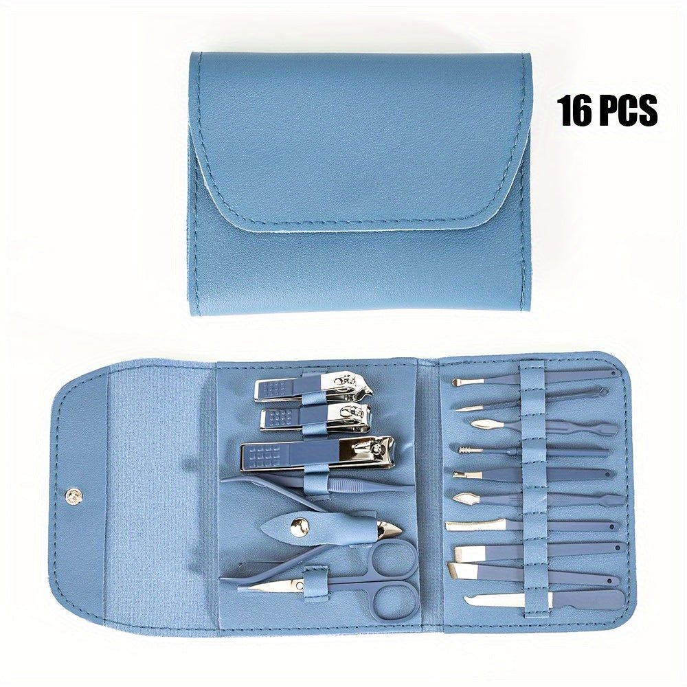 [Stainless Steel Tool Set] 4/8/12/16pcs Multi - Functional Stainless Steel Household Tool Set - Ear Spoon Nail Clippers Pedicure Nail Scissors Manicure Cutter Kits with Folding Bag - by PAWFECTWORLDS | PAWFECTWORLDS | , ,