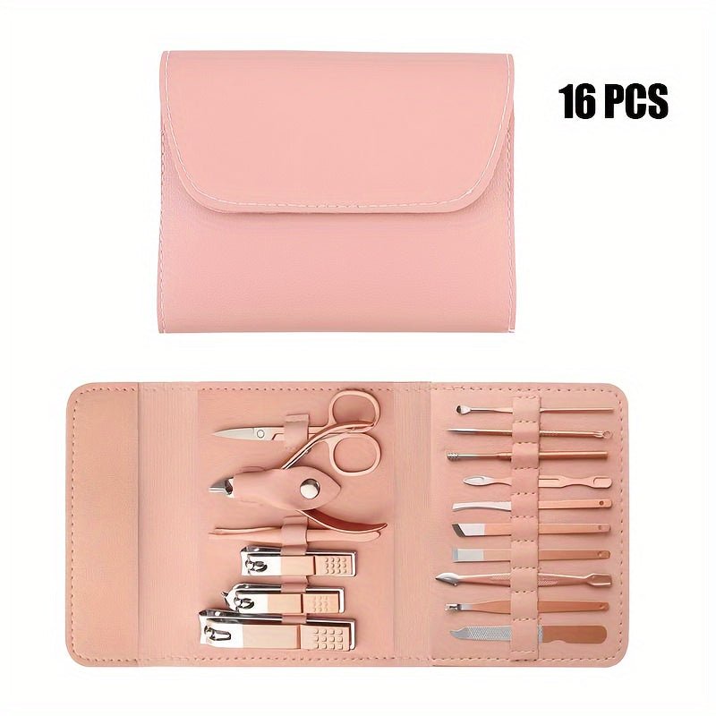 [Stainless Steel Tool Set] 4/8/12/16pcs Multi - Functional Stainless Steel Household Tool Set - Ear Spoon Nail Clippers Pedicure Nail Scissors Manicure Cutter Kits with Folding Bag - by PAWFECTWORLDS | PAWFECTWORLDS | , ,