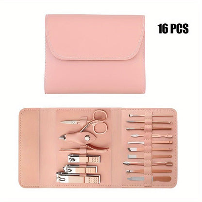 [Stainless Steel Tool Set] 4/8/12/16pcs Multi - Functional Stainless Steel Household Tool Set - Ear Spoon Nail Clippers Pedicure Nail Scissors Manicure Cutter Kits with Folding Bag - by PAWFECTWORLDS | PAWFECTWORLDS | , ,