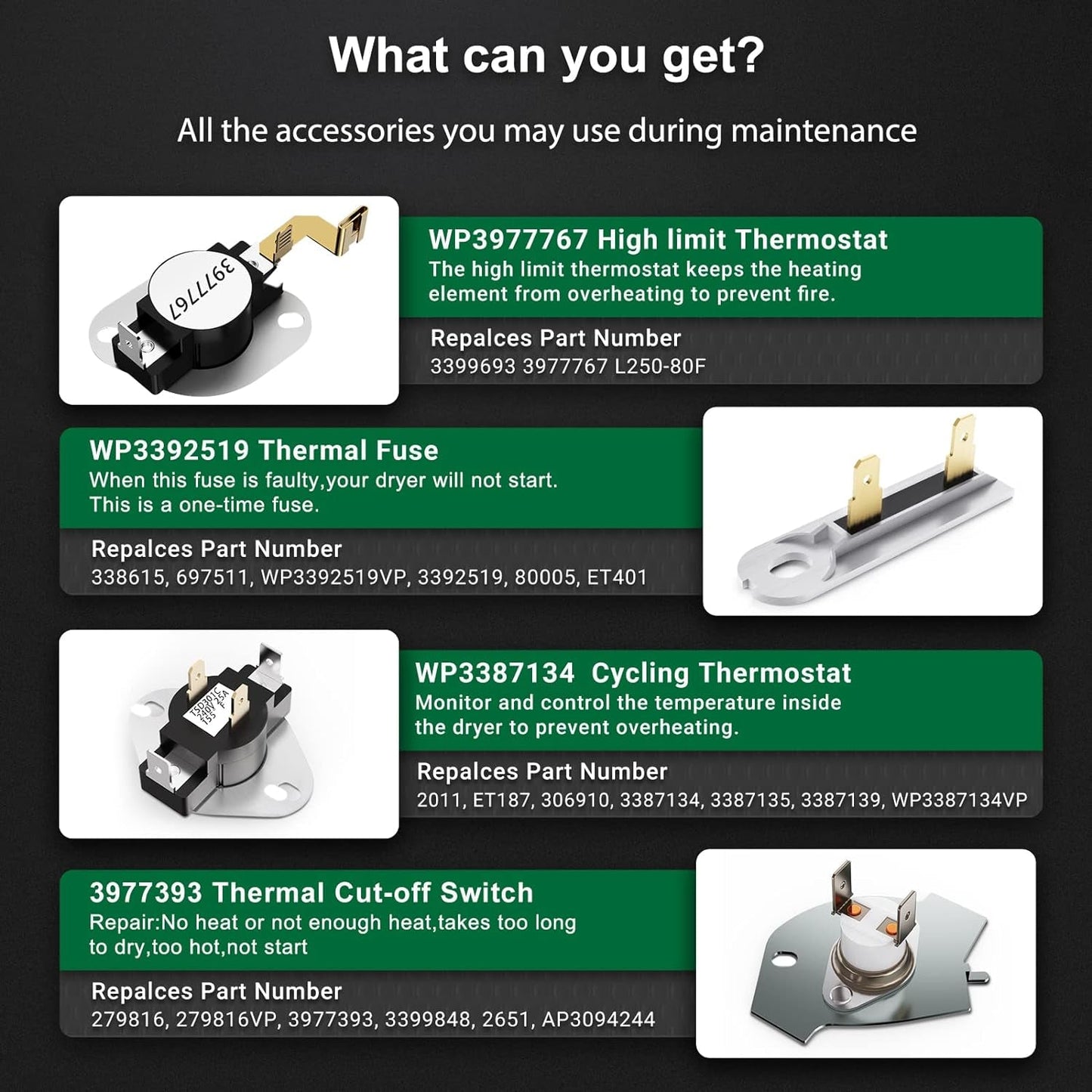 Upgraded Dryer Heating Element for Whirlpool, Kenmore, Maytag, Amana, and Roper - Includes Thermostat and Thermal Fuse, Replaces 2406026, 3403585, W10724237 - by MONKEMON | PAWFECTWORLDS | Appliances, Dryer Parts & Accessories, Parts & Accessories