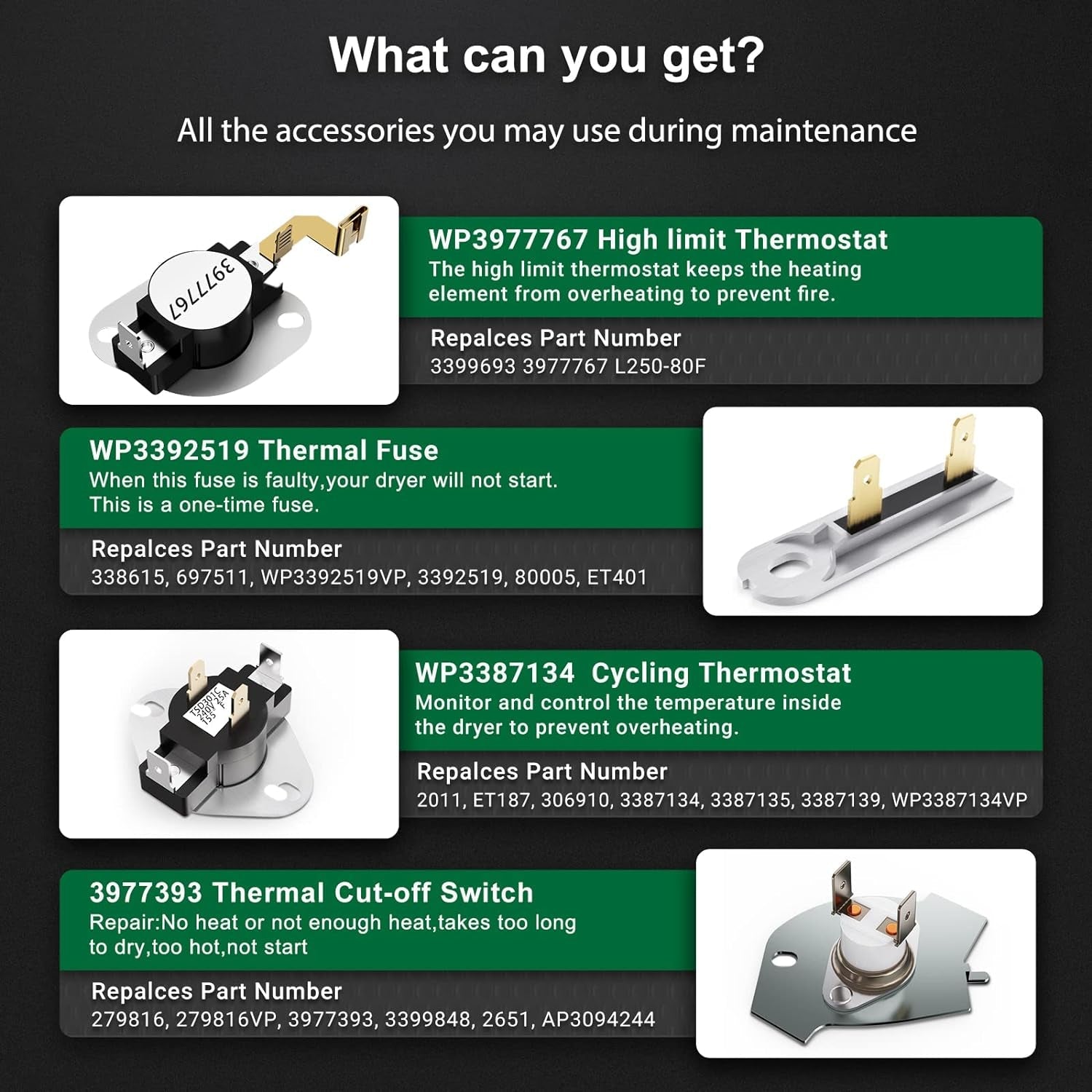 Upgraded Dryer Heating Element for Whirlpool, Kenmore, Maytag, Amana, and Roper - Includes Thermostat and Thermal Fuse, Replaces 2406026, 3403585, W10724237 - by MONKEMON | PAWFECTWORLDS | Appliances, Dryer Parts & Accessories, Parts & Accessories