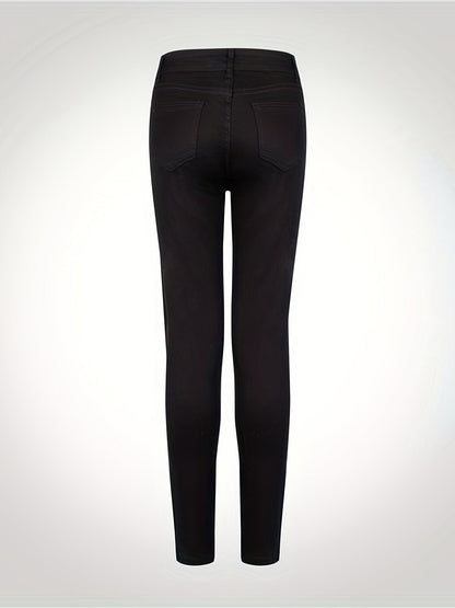 White Ripped Holes Straigh Jeans, Slash Pockets Distressed Non - Stretch Denim Pants, Women's Denim Jeans & Clothing - by PAWFECTWORLDS | PAWFECTWORLDS | , ,