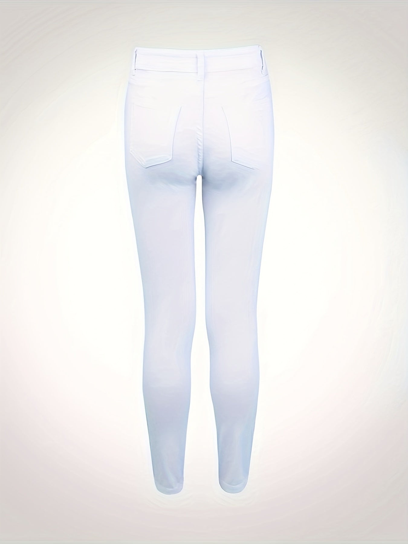 White Ripped Holes Straigh Jeans, Slash Pockets Distressed Non - Stretch Denim Pants, Women's Denim Jeans & Clothing - by PAWFECTWORLDS | PAWFECTWORLDS | , ,