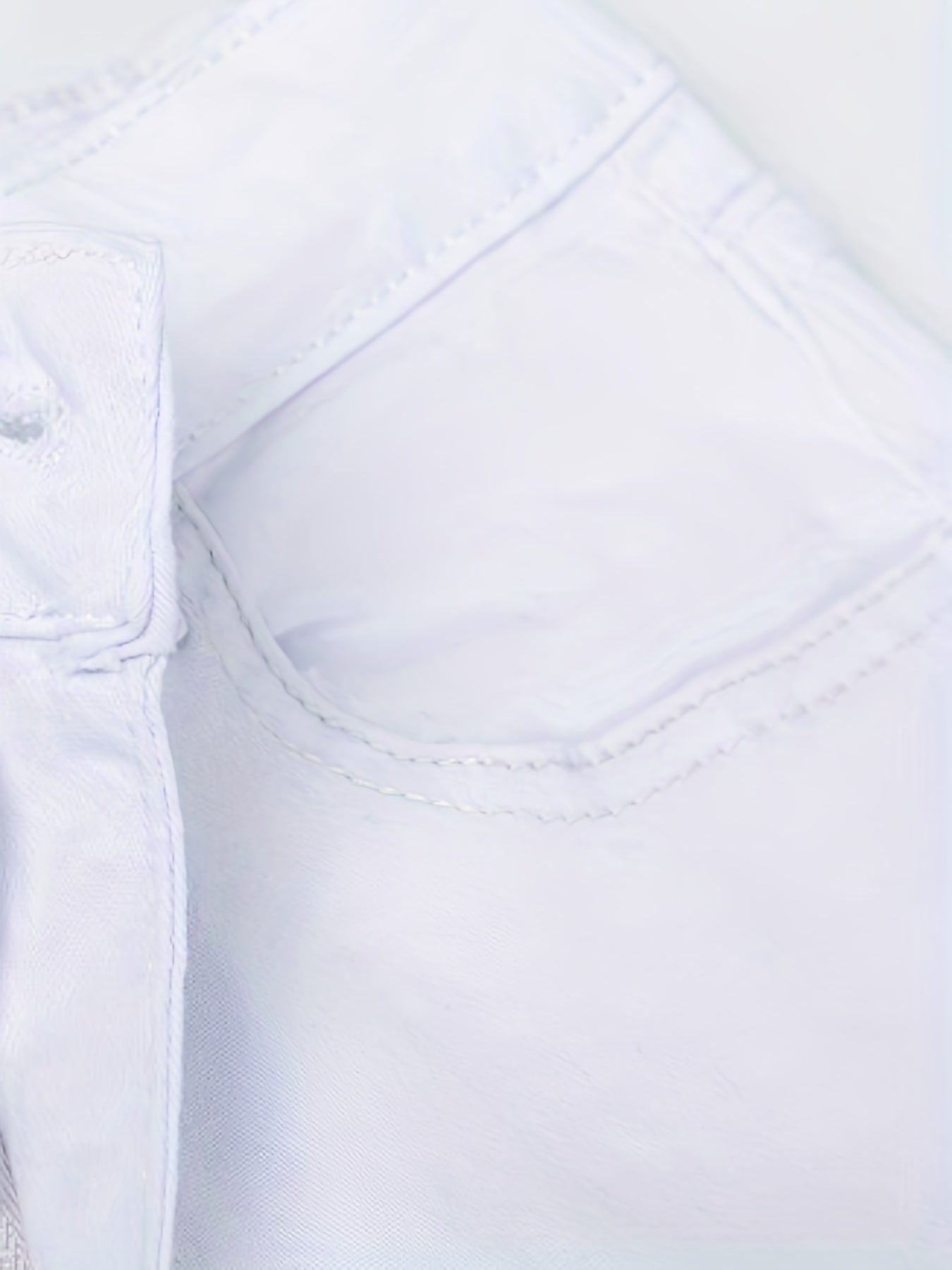 White Ripped Holes Straigh Jeans, Slash Pockets Distressed Non - Stretch Denim Pants, Women's Denim Jeans & Clothing - by PAWFECTWORLDS | PAWFECTWORLDS | , ,