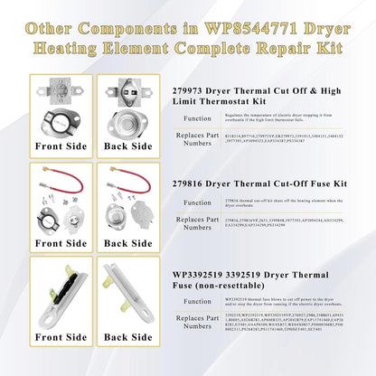 WP8544771 Dryer Heating Element Replacement for Maytag Bravos XL, Whirlpool Duet, and Kenmore Elite HE4/HE5 Electric Dryers - Includes 3392519, 279973, and 279816 by Prime&Swift - by prime&swift | PAWFECTWORLDS | Appliances, Dryer Parts & Accessories, Parts & Accessories