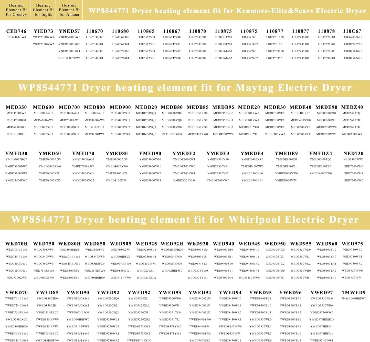 WP8544771 Dryer Heating Element Replacement for Maytag Bravos XL, Whirlpool Duet, and Kenmore Elite HE4/HE5 Electric Dryers - Includes 3392519, 279973, and 279816 by Prime&Swift - by prime&swift | PAWFECTWORLDS | Appliances, Dryer Parts & Accessories, Parts & Accessories