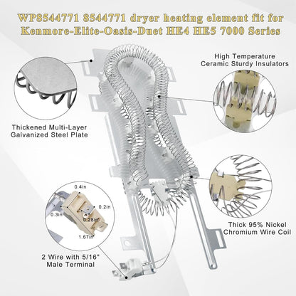 WP8544771 Dryer Heating Element Replacement for Maytag Bravos XL, Whirlpool Duet, and Kenmore Elite HE4/HE5 Electric Dryers - Includes 3392519, 279973, and 279816 by Prime&Swift - by prime&swift | PAWFECTWORLDS | Appliances, Dryer Parts & Accessories, Parts & Accessories